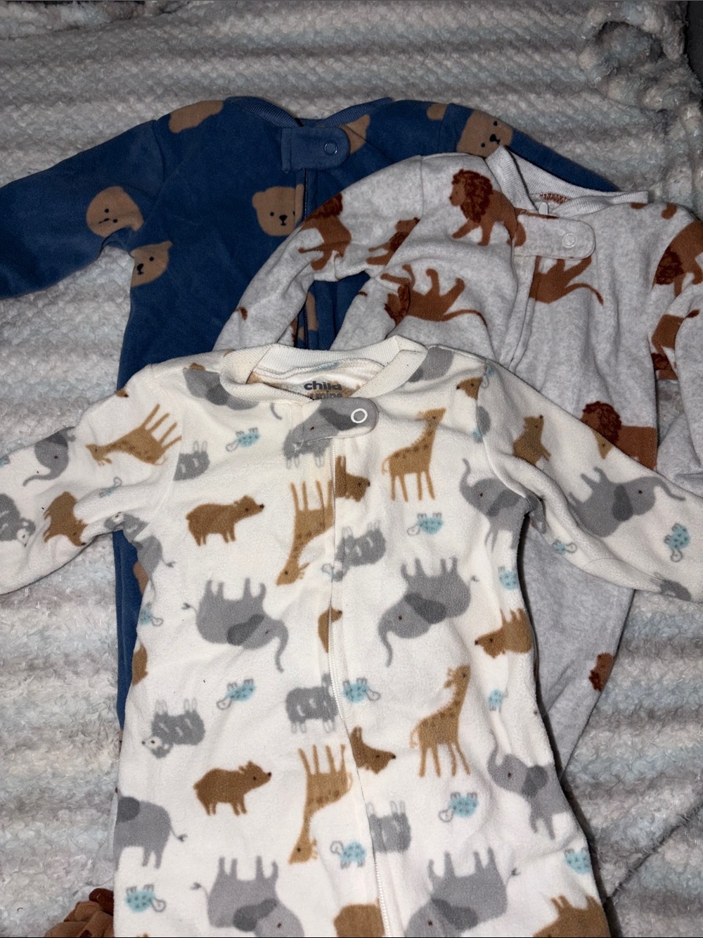 Carter's Baby Animal Print Footed Sleepers - Blue, Cream, Gray, Brown
